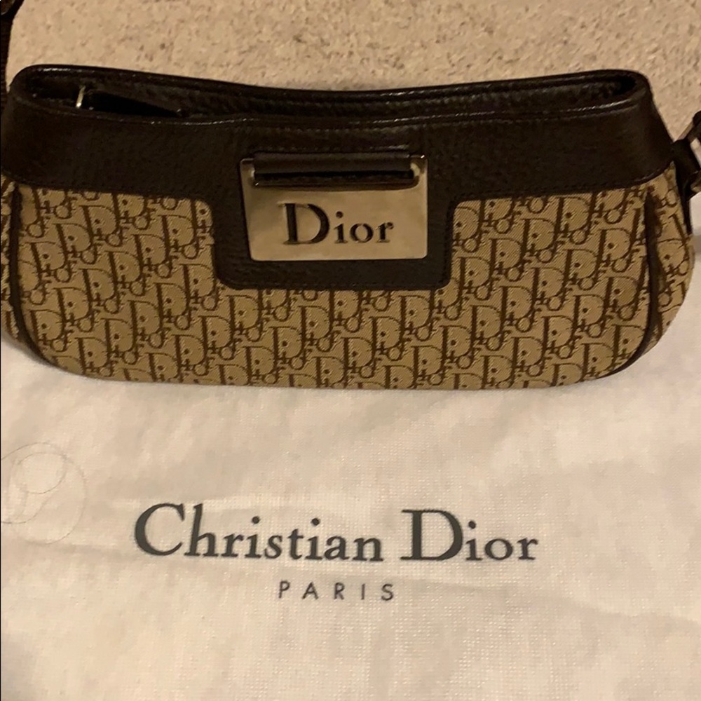 Authentic Brown Christian Dior logo small purse